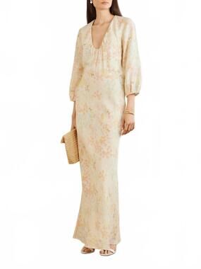 NEW BERNADETTE beau floral-print linen maxi dress in cream